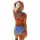 Womens Triangle Bikini Set Swimsuit Red Grid Printing Womens Triangle Bikini Set Swimsuit Red Grid Printing