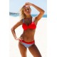 Womens Triangle Bikini Set Swimsuit Red Grid Printing Womens Triangle Bikini Set Swimsuit Red Grid Printing