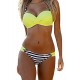 Womens Triangle Bikini Set Swimsuit Yellow Black Stripe Womens Triangle Bikini Set Swimsuit Yellow Black Stripe