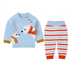 Mimixiong 100% Cotton Baby Knitted 2pc Clothing Sweater Pants Set 82W535