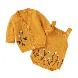 Mimixiong Baby Knitted Romper Coat 2pc Clothing Set 82W639-641