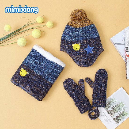 Mimixiong Baby Knitted Hat Scarf Gloves Set 82W243