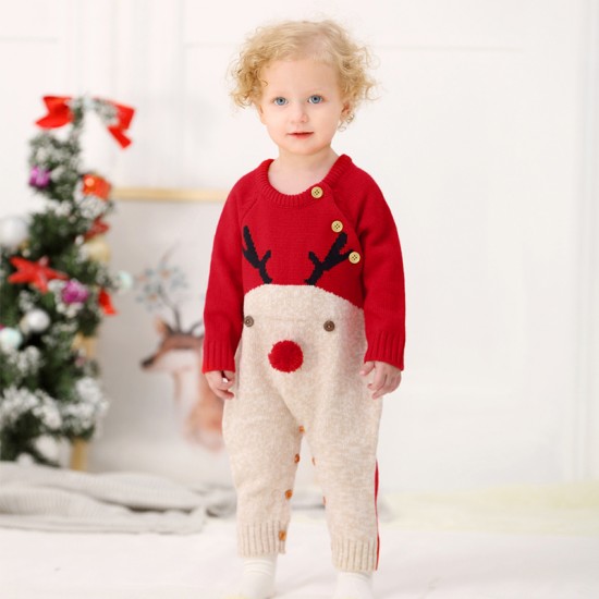 Mimixiong Baby Knitted Christmas Romper 82W296