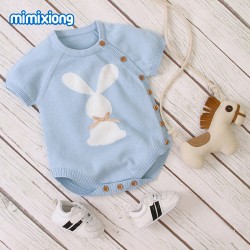 Mimixiong Baby Knitetd Short Sleeve Romper 82W502