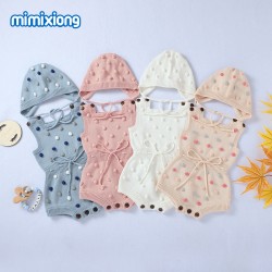 Mimixiong 100% Cotton Baby Knitted Romper Hat 2pc Clothing Set 82W622-630
