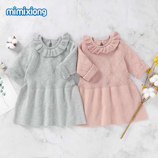 Mimixiong 100% Cotton Baby Knitted Girl Dress 82W645