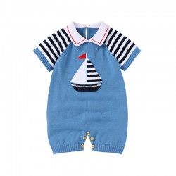 100% Cotton Baby Knitted Short Sleeve Romper 82W711