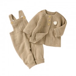 Mimixiong Baby Knitted Romper Coat 2pc Clothing Set 82W716-717