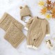 Mimixiong Baby Knitted Romper Blanket Hat 3pc Clothing Set 82W720-722-723