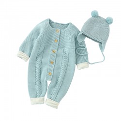 Mimixiong Baby Knitted Romper Hat 2pc Clothing Set 82W720-723