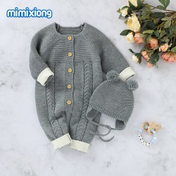Mimixiong Baby Knitted Romper Hat 2pc Clothing Set 82W720-723