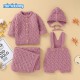 Mimixiong Baby Knitted Romper Coat Blanket Hat 4pcs Clothing Set 82W732-733-736-737