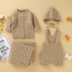 Mimixiong Baby Knitted Romper Coat Blanket Hat 4pcs Clothing Set 82W732-733-736-737
