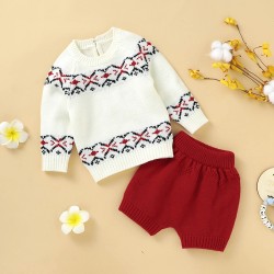 Mimixiong Baby Knitted Sweater Shorts 2pc Clothing Set 82W741