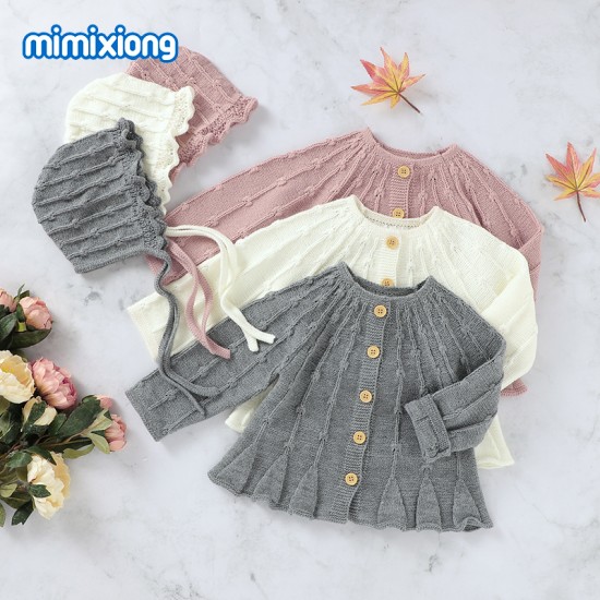 Mimixiong Baby Knitted Coat Hat 2pc Clothing Set 82W812-815