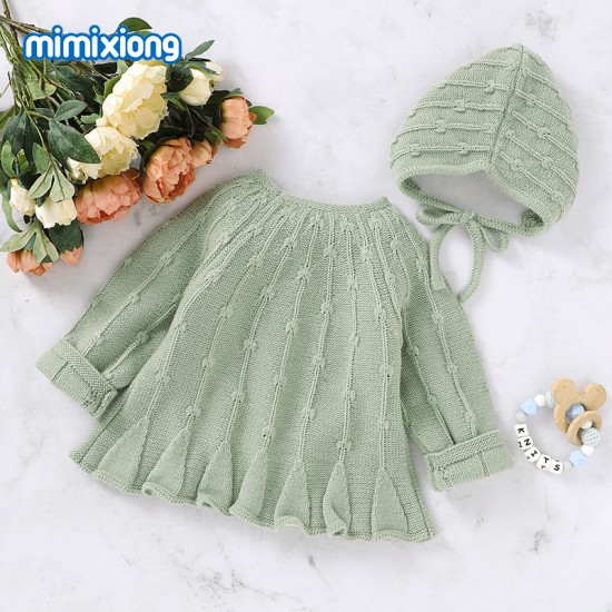 Mimixiong Baby Knitted Coat Hat 2pc Clothing Set 82W812-815