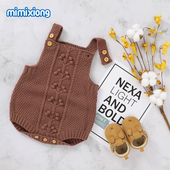 Mimixiong Baby Knitted Romper Coat Hat 3pc Clothing Set 82W823-825-826