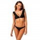 Womens Black Ruffle V Neck Triangular Bikini Set Swimsuit Womens Black Ruffle V Neck Triangular Bikini Set Swimsuit